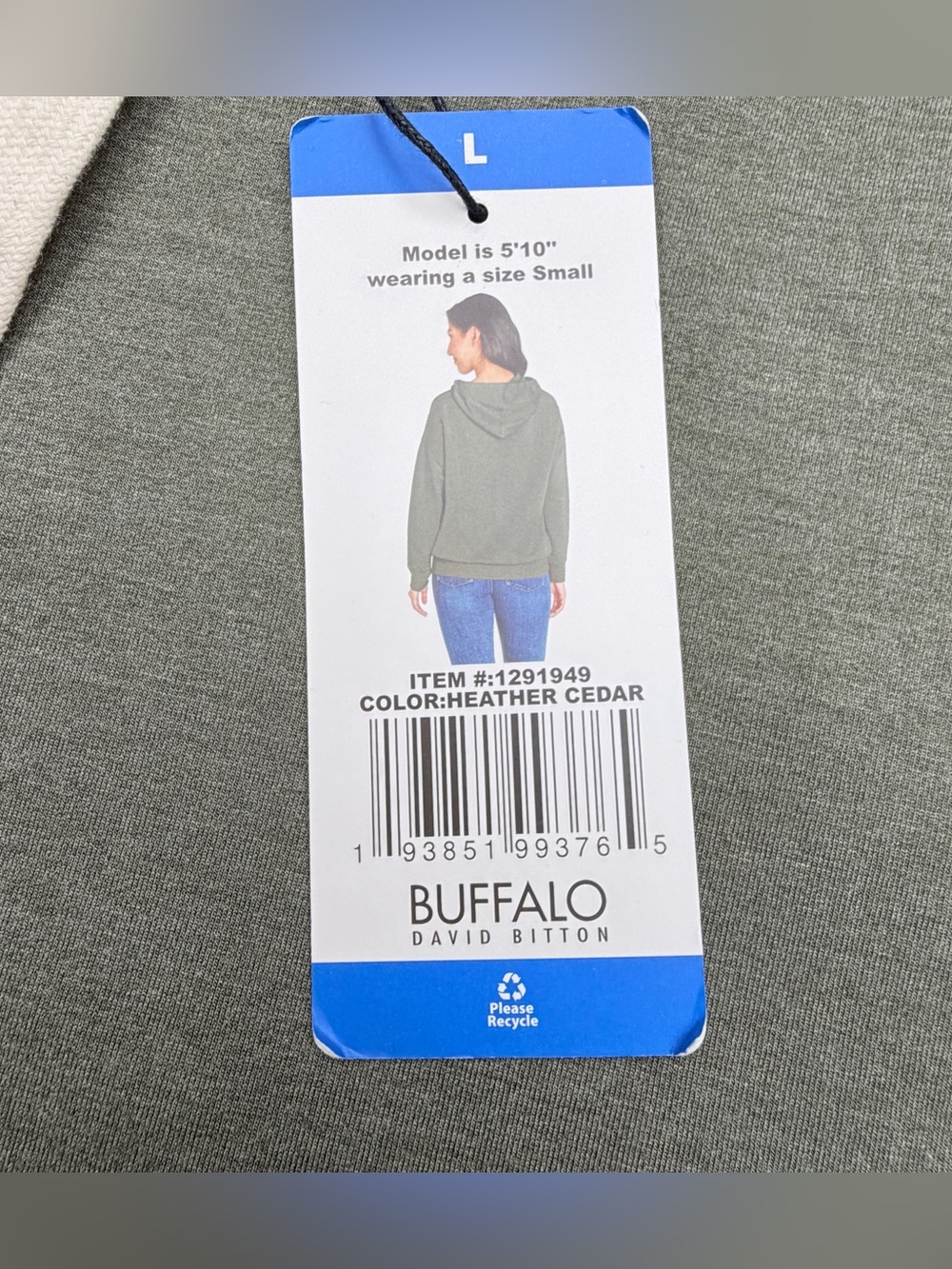 Buffalo David Bitton Olive Lightweight Hoodie - Picture 6 of 10